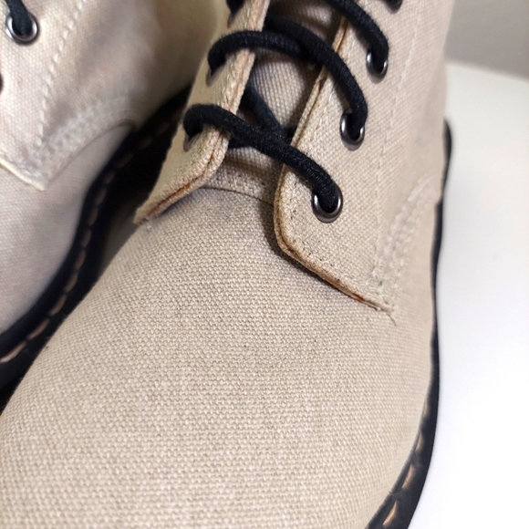 Dr. Martens Page Mix Beige Canvas Lace Up Boots - Picture 14 of 16
